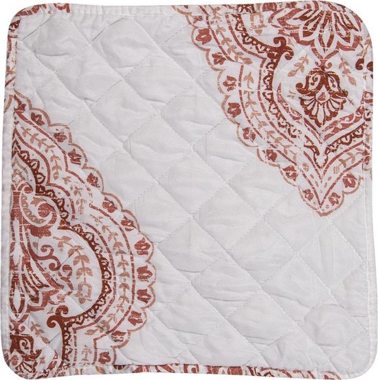 Clayre & Eef Kussenhoes 40*40 cm Wit Polyester Vierkant Krullen Sierkussenhoes Kussen hoes