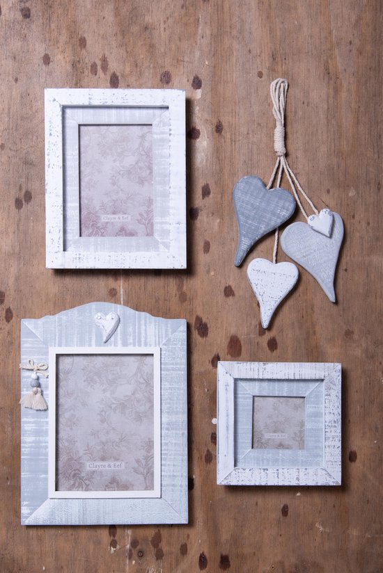 Clayre & Eef Fotolijst 15*2*15 cm / 7*7 cm Grijs MDF Glas Rechthoek Fotokader Wissellijst Foto Frame