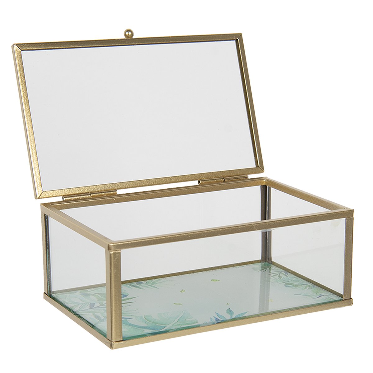 Clayre & Eef Sieradendoos 14x8x6 cm Glas Rechthoek Juwelendoos Sieraden box Sieradenkist