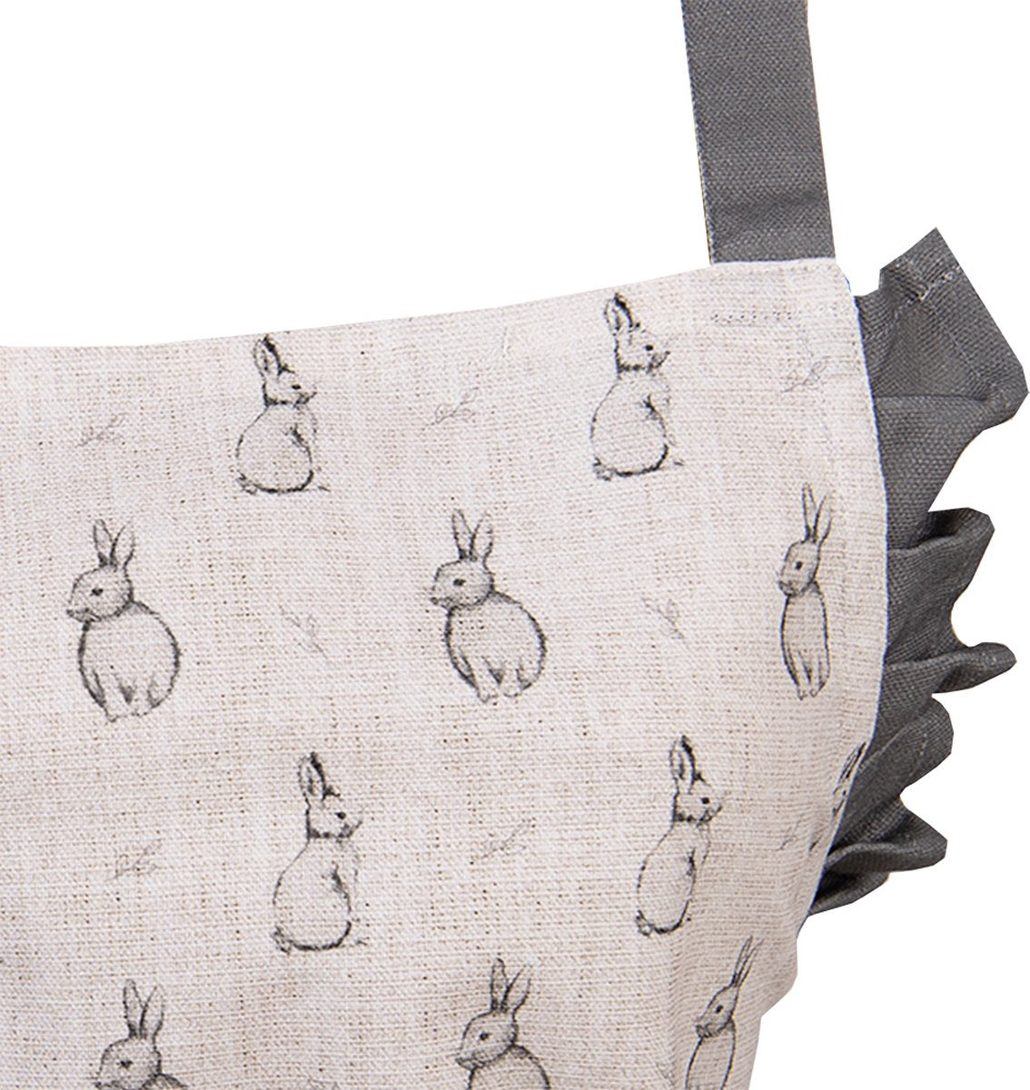 Clayre & Eef Keukenschort Kinderen 56x48 cm Beige Grijs Katoen Konijn