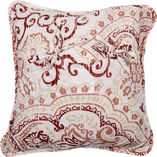 Clayre & Eef Kussenhoes 40*40 cm Wit Polyester Vierkant Krullen Sierkussenhoes Kussen hoes