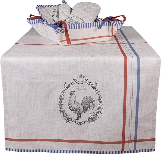 Clayre & Eef Ovenwant 18x30 cm Beige Katoen Haan Ovenhandschoen Keukentextiel Cadeau voor haar